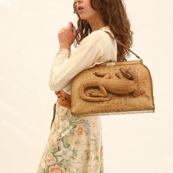 Handbags - Wild Eye! 1950's Vintage Croc Purse